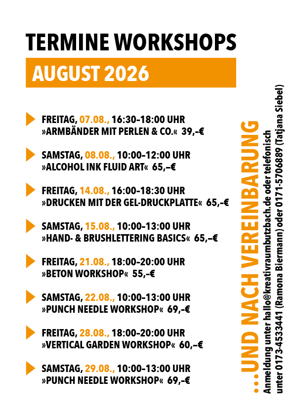 Workshoptermine August 2026
