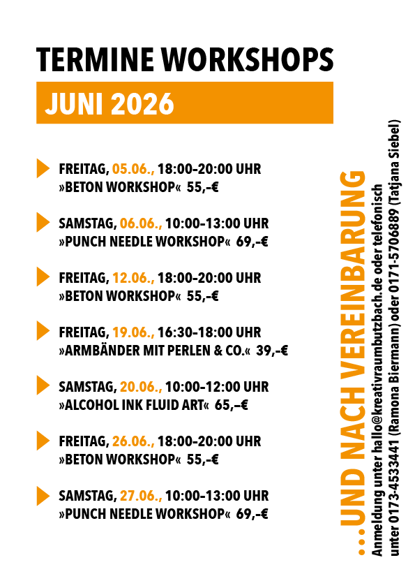 Workshoptermine Juni 2026