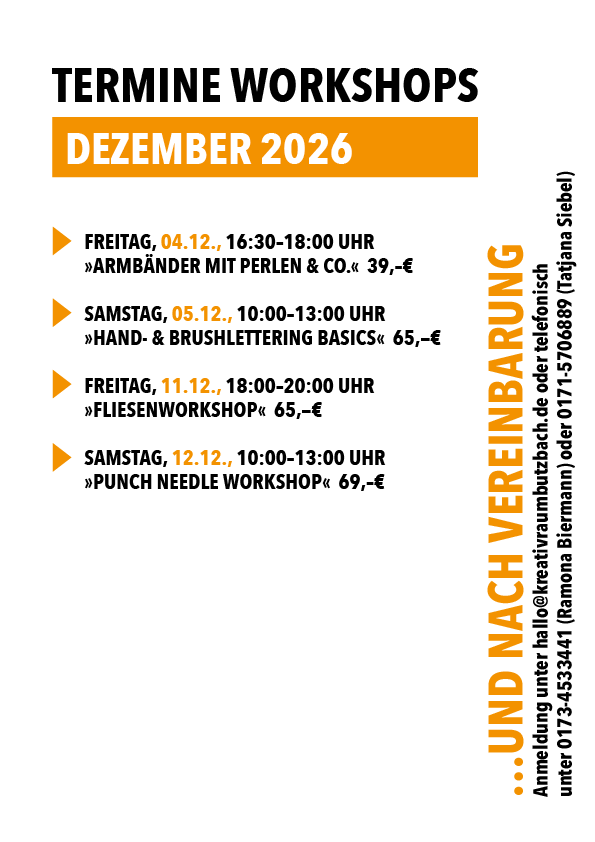 Workshoptermine Dezember 2026
