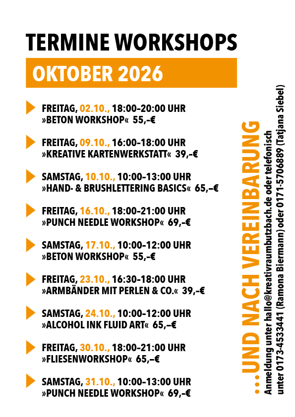 Workshoptermine Oktober 2026
