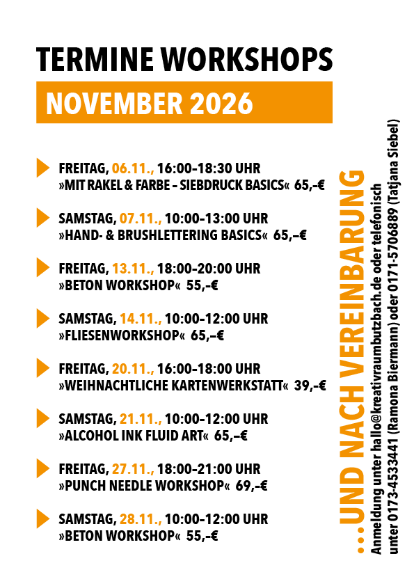 Workshoptermine November 2026